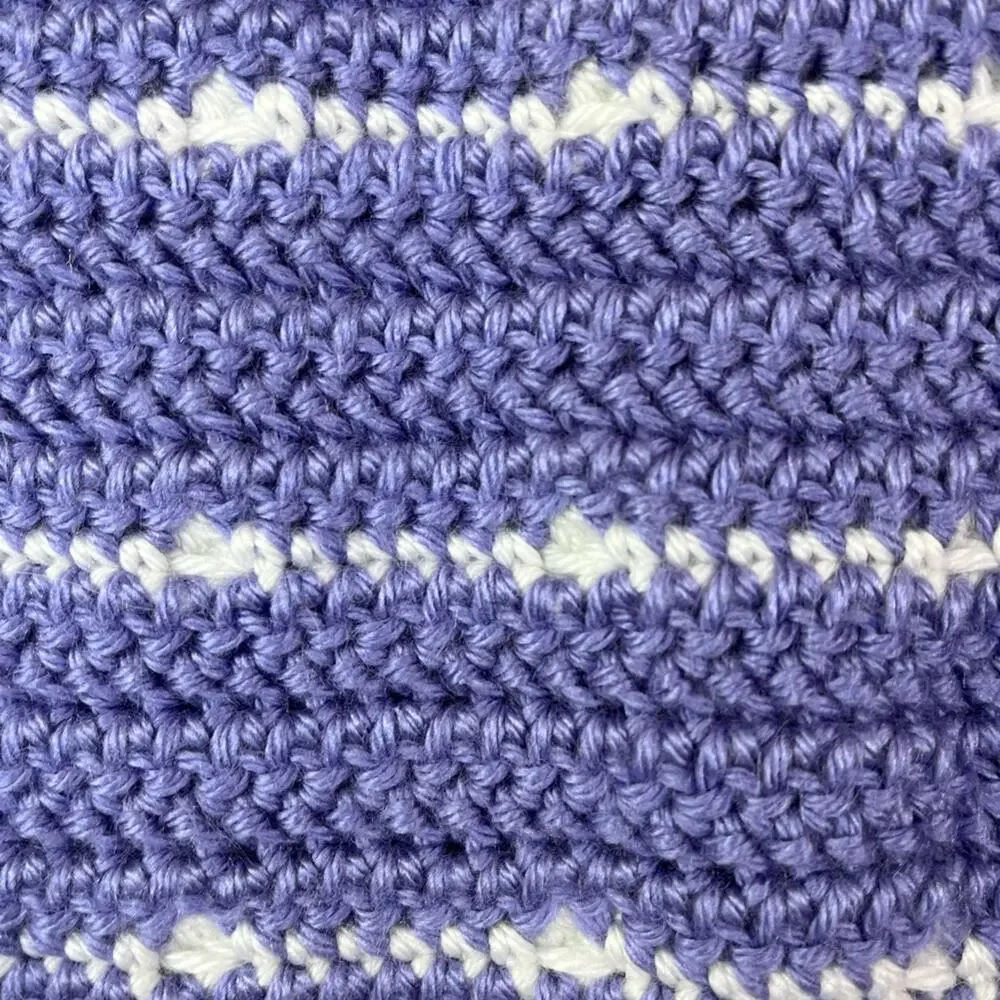 Baby Blanket Handmade Popcorn Crochet Purple and White 33